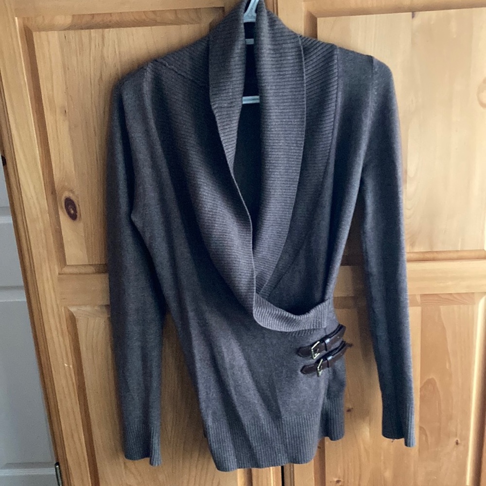 Beautiful Brown Wrap Style Sweater